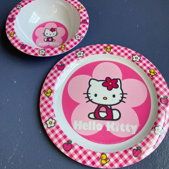 Trudeau Other - Hello Kitty Melamine Plate & Bowl Set, Vintage 2001